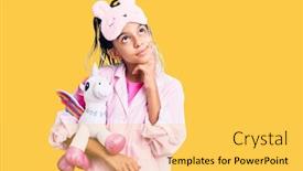  Presentation with pink unicorn - Presentation theme featuring cute-african-american-girl-wearing background and a yellow colored foreground