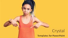  Presentation with sad girl - Amazing PPT theme having cute-african-american-girl-wearing backdrop and a yellow colored foreground