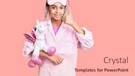  Presentation with pink unicorn - Presentation design with cute-african-american-girl-wearing background and a lemonade colored foreground