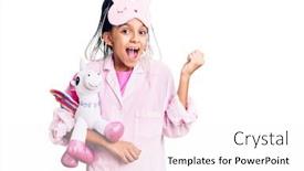  Presentation with pink unicorn - Colorful presentation theme enhanced with cute-african-american-girl-wearing backdrop and a white colored foreground