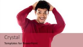  Presentation with afro - Slide deck enhanced with cute-african-american-man background and a crimson colored foreground