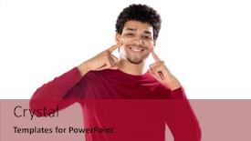  Presentation with afro - Amazing PPT theme having cute-african-american-man backdrop and a crimson colored foreground