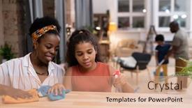  Presentation with mom - Theme having cute-african-girl-with-duster background and a coral colored foreground