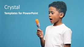  Presentation with blue orange white - Presentation design having cute-african-little-boy background and a teal colored foreground