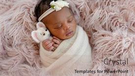  Presentation with baby toy - Amazing PPT layouts having cute-african-newborn-baby-hugging backdrop and a coral colored foreground