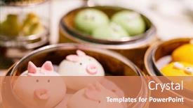  Presentation with dim sum - Presentation theme having cute-and-delicious-chinese-cuisine background and a coral colored foreground