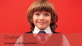  Presentation with education red - Slide set featuring cute-and-funny-schoolboy background and a  colored foreground