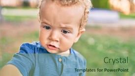  Presentation with crying - Theme consisting of cute-and-sad-little-boy background and a seafoam green colored foreground