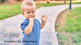  Presentation with tears - Beautiful PPT theme featuring cute-and-sad-little-boy backdrop and a light blue colored foreground