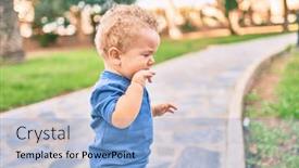  Presentation with crying - Slide deck consisting of cute-and-sad-little-boy background and a light blue colored foreground