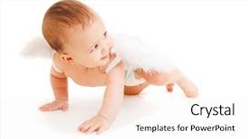  Presentation with angel baby - Presentation theme having cute angelic baby boy crawling background and a sky blue colored foreground