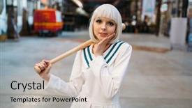  Presentation with cute nursing anime - Amazing slide deck having cute anime style blonde girl backdrop and a light gray colored foreground