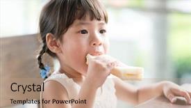  Presentation with dog baby cute child - Beautiful theme featuring cute asian child eating butter backdrop and a coral colored foreground