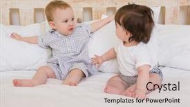  Presentation with babies - Beautiful PPT theme featuring cute babies boy and girl backdrop and a soft green colored foreground