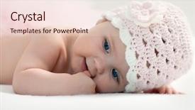  Presentation with blue - Colorful PPT theme enhanced with cute baby - portrait of beautiful blue-eyed girl backdrop and a lemonade colored foreground