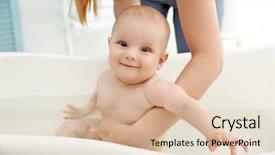  Presentation with cute baby - Slide deck with cute baby bathing background and a lemonade colored foreground