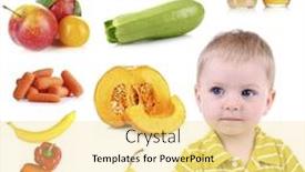  Presentation with baby feeding products - PPT layouts featuring cute baby boy and products for feeding isolated on white background and a blonde colored foreground