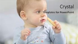  Presentation with biscuit - Cool new slides with cute baby boy eat backdrop and a coral colored foreground