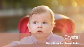  Presentation with baptism baby boy - Slide set featuring cute baby boy in stroller background and a coral colored foreground