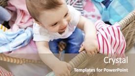  Presentation with baby clothes - Audience pleasing PPT theme consisting of cute-baby-boy-in-wicker backdrop and a coral colored foreground