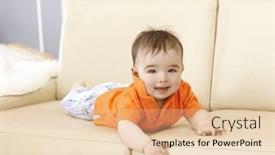 Presentation with cute baby - Colorful PPT layouts enhanced with cute-baby-boy-lying backdrop and a lemonade colored foreground