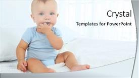  Presentation with cute baby - Theme consisting of cute baby boy on bed background and a cool aqua colored foreground