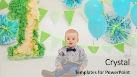  Presentation with birthday boy - Cool new PPT layouts with cute baby boy on birthday backdrop and a light gray colored foreground