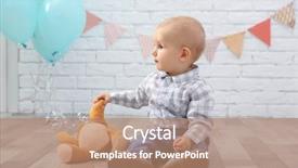  Presentation with baby bear - Audience pleasing presentation theme consisting of cute baby boy sitting on floor with teddy bear backdrop and a coral colored foreground