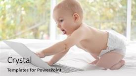  Presentation with cute baby - PPT theme with bebes prematuros - cute baby boy with laptop background and a light gray colored foreground