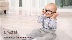  Presentation with cute baby - Beautiful slide set featuring cute baby boy with laptop backdrop and a lemonade colored foreground