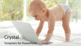  Presentation with cute baby - Presentation design featuring cute baby boy with laptop background and a light gray colored foreground