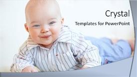  Presentation with baby smile - Amazing slides having cute baby boy with a lovely happy smile crawling on his stomach on the floor raising up to look at the camera backdrop and a sky blue colored foreground
