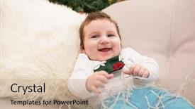  Presentation with baby christmas - PPT layouts consisting of cute baby boy on the couch at christmas at home in the living room background and a soft green colored foreground