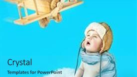  Presentation with baby toy - Audience pleasing slide deck consisting of cute baby boy with an vintage toy airplane backdrop and a cyan colored foreground