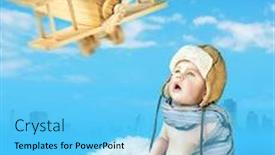  Presentation with baby toy - Slide deck with cute baby boy with an vintage toy airplane background and a light blue colored foreground