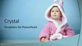  Presentation with baby chickens little cute chicks - Theme enhanced with cute baby easter bunny hat background and a light blue colored foreground