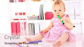  Presentation with baby girl - Audience pleasing slides consisting of traditional bean soup with beef meat in bread backdrop and a tawny brown colored foreground