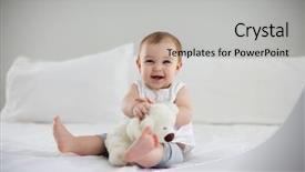  Presentation with baby girl - Colorful PPT theme enhanced with cute baby girl playing backdrop and a light gray colored foreground