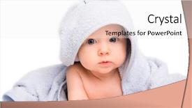  Presentation with baby bath - Presentation theme with cute baby girl with towel background and a white colored foreground