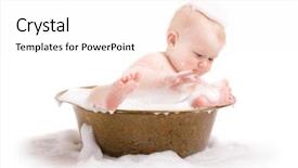  Presentation with baby bath - Beautiful slide set featuring cute baby having bath backdrop and a  colored foreground