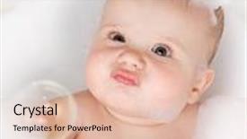  Presentation with baby bath - PPT theme featuring cute baby having bath in the foam background and a lemonade colored foreground