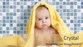  Presentation with baby bath - Beautiful PPT layouts featuring cute baby in bath towel backdrop and a yellow colored foreground