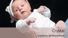  Presentation with black baby - PPT theme enhanced with cute baby in mother's hands on a black background background and a coral colored foreground