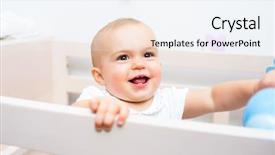  Presentation with cute baby - Cool new PPT layouts with cute baby in the crib backdrop and a sky blue colored foreground
