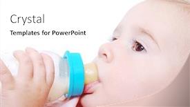  Presentation with baby milk - Presentation theme having cute baby is drinking a milk from the bottle background and a white colored foreground