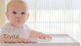  Presentation with baby sitting - Presentation consisting of cute-baby-is-sitting background and a soft green colored foreground