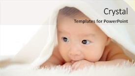  Presentation with cute - Slide deck consisting of cute baby lie on bed background and a coral colored foreground