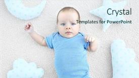  Presentation with baby chickens little cute chicks - Colorful slides enhanced with cute baby lying on bedspread backdrop and a  colored foreground