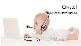  Presentation with cute baby - Presentation consisting of call girl - cute baby-operator with laptop background and a white colored foreground