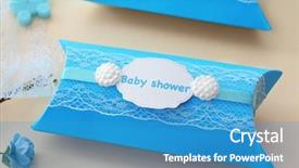  Presentation with baby shower - Slide deck enhanced with shower favor on light background background and a teal colored foreground